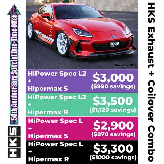 22+ BRZ HKS Exhaust + Coilover Combo Sale!