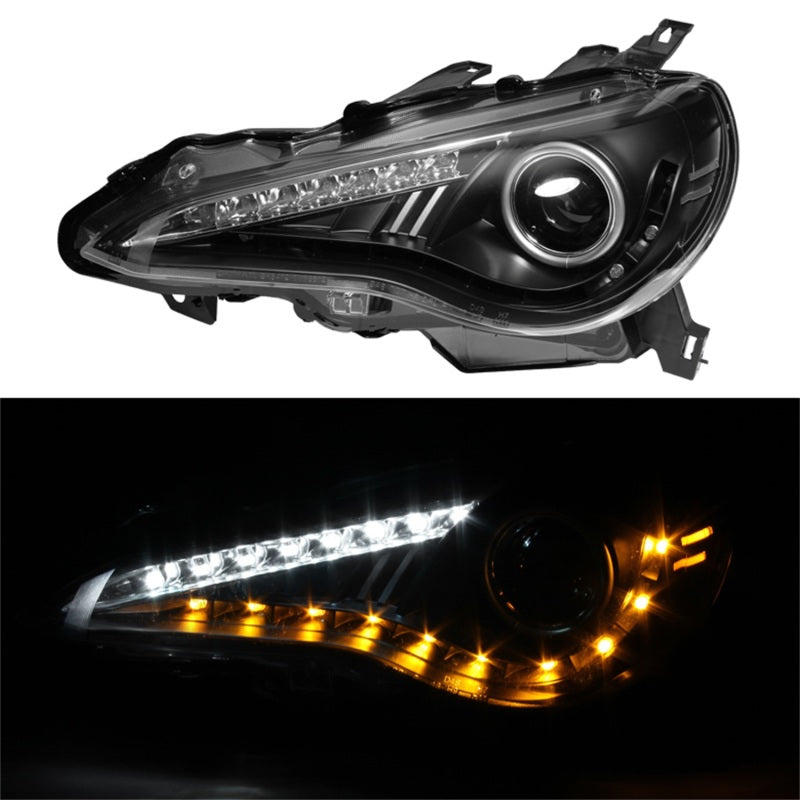 Spyder Projector Headlights DRL LED Black