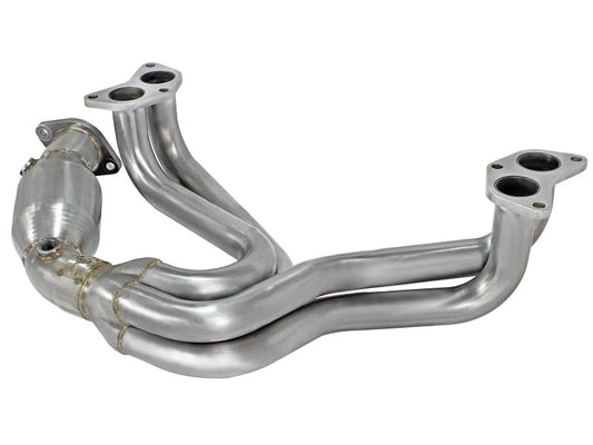 aFe Twisted Steel 304 Stainless Steel Long Tube Header w/ Cat