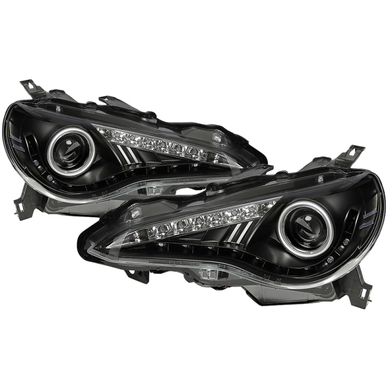 Spyder Projector Headlights DRL LED Black
